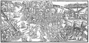 Schlacht bei Kappel, by Johannes Stumpf, Hans Asper - Chronik des Johannes Stumpf, 1548. Schlachtswert wielders can be seen skirmishing ahead of the main pike block. 